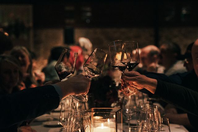 Freemark Abbey estate dinner with red wine