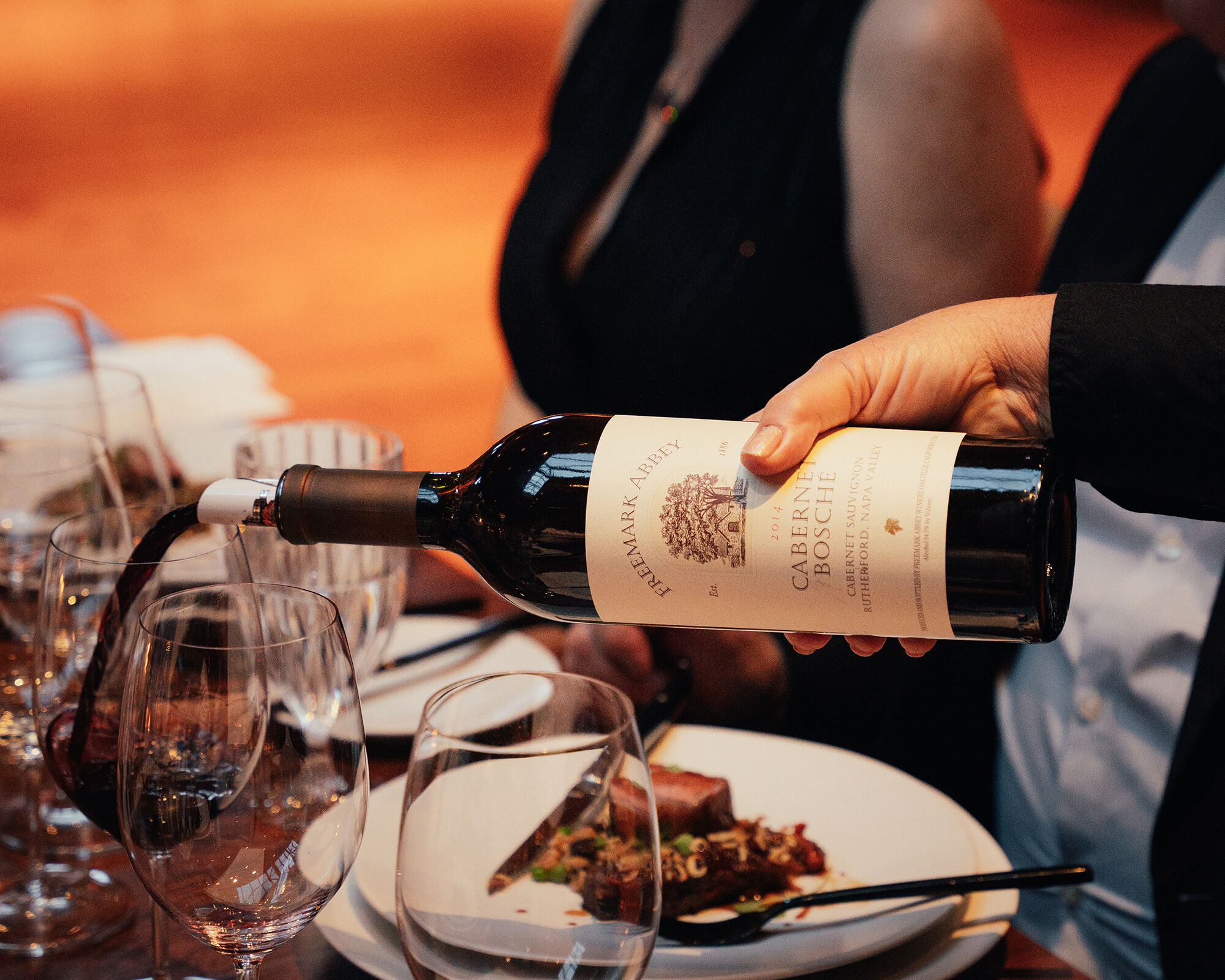 Freemark Abbey estate dinner with red wine