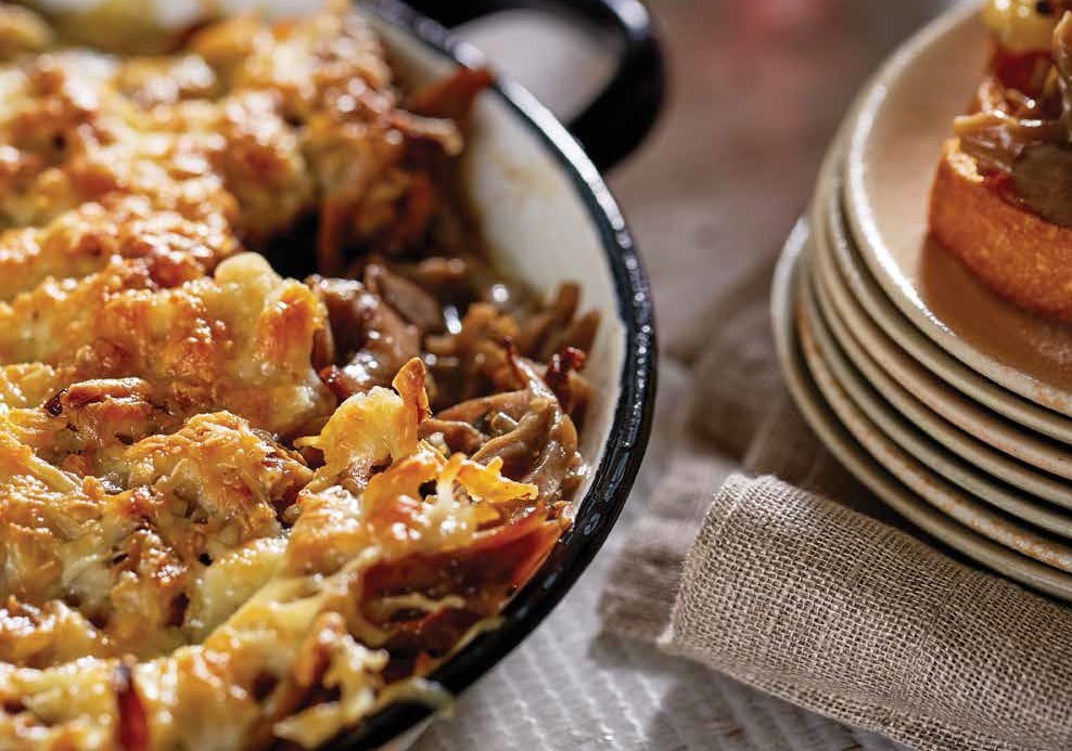 Warm mushroom dip in a bowl 